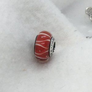 Like NEW! Pandora Coral Looking Glass Murano Bead